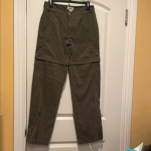 Women's Olive Green Convertible Hiking Pants with Zip-Off Legs